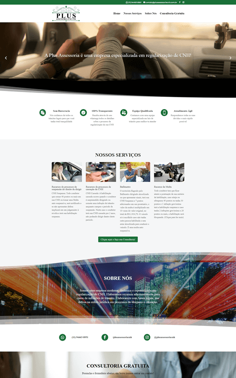 Print do site Plus Assessoria em CNH
